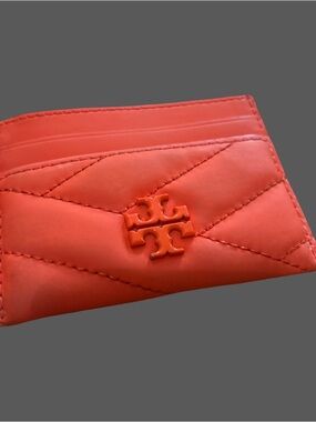 Tory Burch Coral Quilted Card Case Wallet